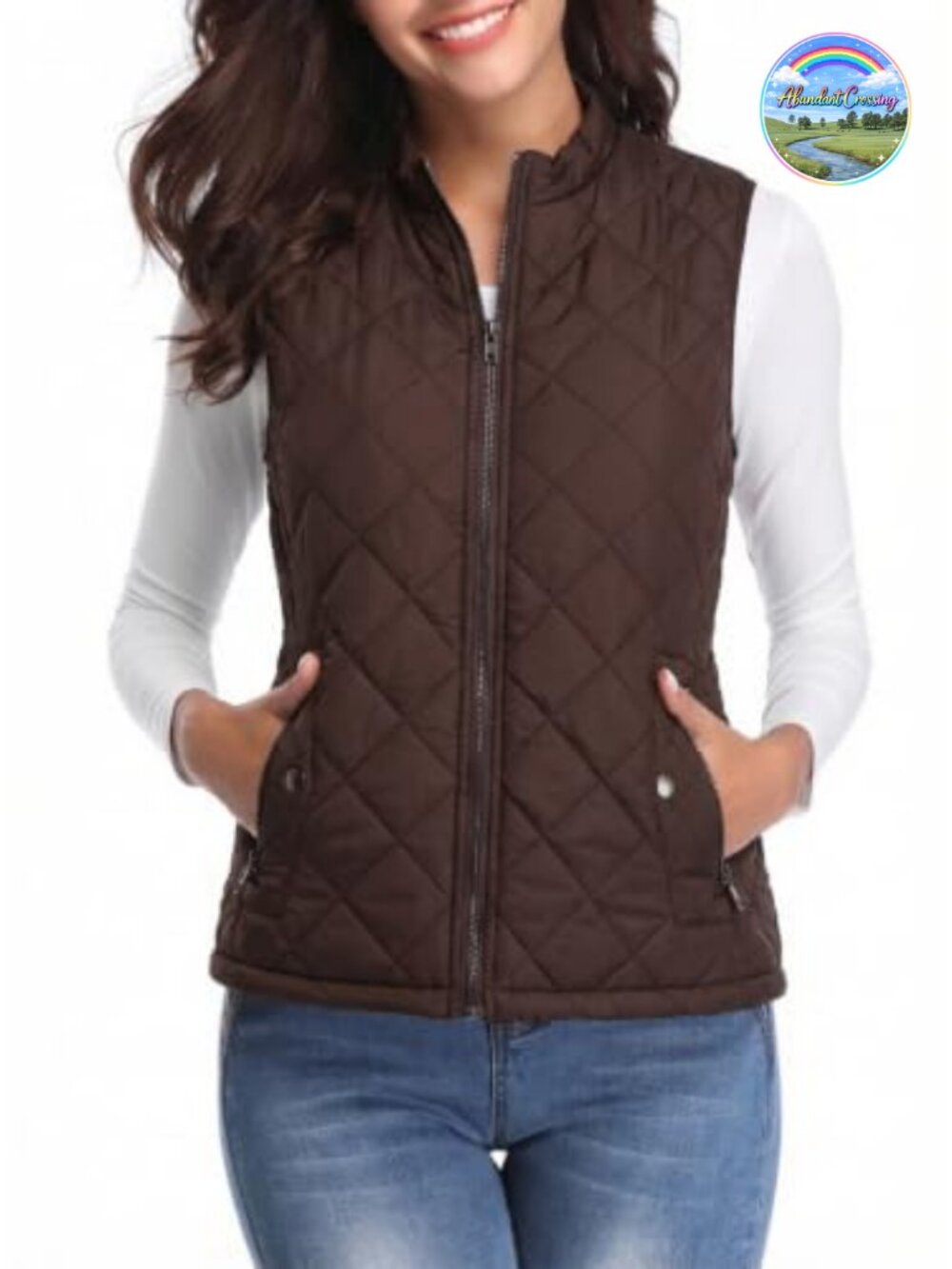 Women's Quilted Puffer Vest Lightweight Zip Stand Collar Gilet